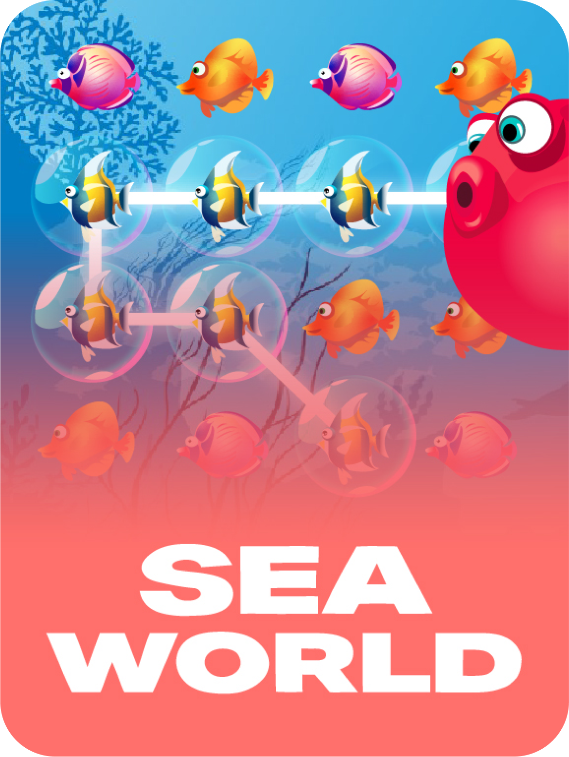 Dive into Sea World, a vibrant arcade game with underwater scenes.